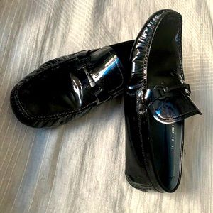 Men’s Salvatore Ferragamo Black Patent Leather Parigi Gancini Driver